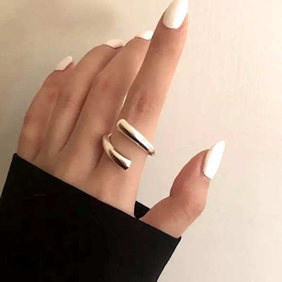 NEW STERLING SILVER ADJUSTABLE RESIZABLE MINIMALIST RING SET - Picture 4 of 10